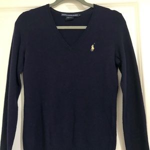 Wool Ralph Lauren Blue V-Neck Sweater